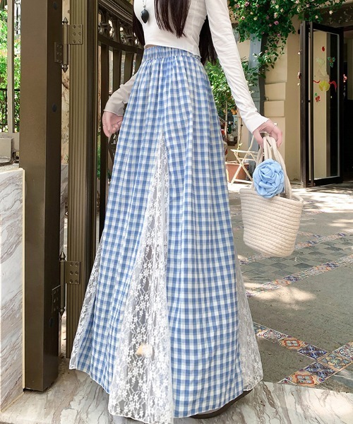 GUCCI 青と白のチェック柄スカート GUCCI 青と白のチェック柄スカート