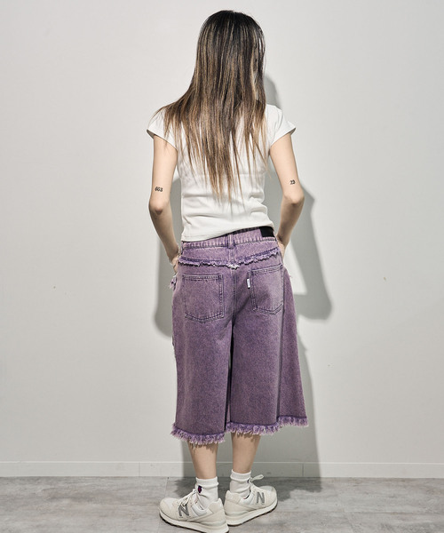 anna sui nyc(アナ スイ エヌ ワイ シー)の「ANNA SUI NYC/オーバーダメージデニムバミューダパンツ(その他パンツ・レディース・イエロー/パープル・MEDIUM/SMALL)」の11枚目の写真