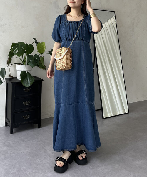 prose verse（プロズヴェール）の「フロントギャザーマーメイドデニムワンピース（ワンピース・レディース・ブルー/ブラック・MEDIUM/LARGE/PM/PL）」の19枚目の写真