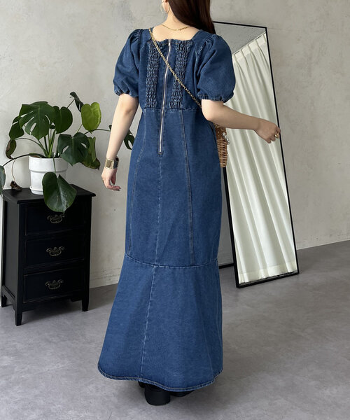 prose verse（プロズヴェール）の「フロントギャザーマーメイドデニムワンピース（ワンピース・レディース・ブルー/ブラック・MEDIUM/LARGE/PM/PL）」の14枚目の写真