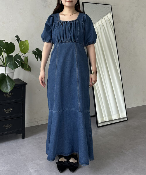 prose verse（プロズヴェール）の「フロントギャザーマーメイドデニムワンピース（ワンピース・レディース・ブルー/ブラック・MEDIUM/LARGE/PM/PL）」の5枚目の写真