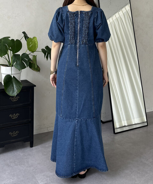 prose verse（プロズヴェール）の「フロントギャザーマーメイドデニムワンピース（ワンピース・レディース・ブルー/ブラック・MEDIUM/LARGE/PM/PL）」の3枚目の写真