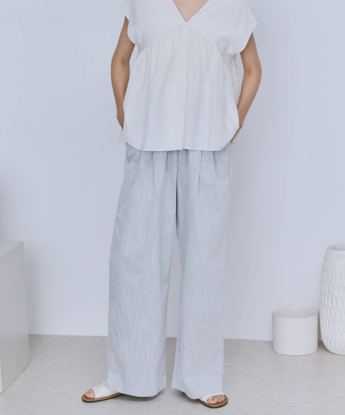 Libra Cue（リブラ キュー）の「デニムイージーパンツ（デニムパンツ・レディース・ネイビー/ホワイト/ブラック/ピンク/グレー・FREE）」の21枚目の写真