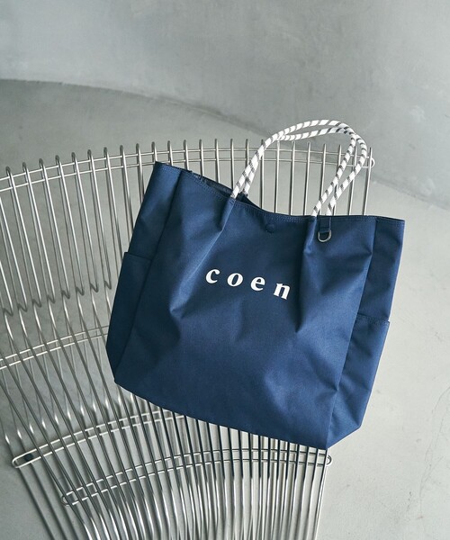 coen(コーエン)の「【追加】 coen(コーエン) ロゴ ポリキャンバストートバッグ(Lサイズ)(トートバッグ・レディース・ブラック/オリーブ/グレー/ネイビー/ベージュ・FREE)」の5枚目の写真
