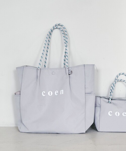 coen(コーエン)の「【追加】 coen(コーエン) ロゴ ポリキャンバストートバッグ(Lサイズ)(トートバッグ・レディース・ブラック/オリーブ/グレー/ネイビー/ベージュ・FREE)」の2枚目の写真