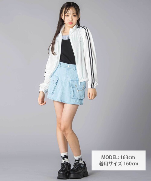 ZIDDY（ジディ）の「肩ラインメッシュジャケット(130~160cm)（ブルゾン・キッズ・ブラック/ホワイト・FREE/140cm/150cm/130cm）」の3枚目の写真