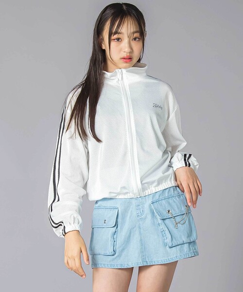 ZIDDY（ジディ）の「肩ラインメッシュジャケット(130~160cm)（ブルゾン・キッズ・ブラック/ホワイト・FREE/140cm/150cm/130cm）」の5枚目の写真