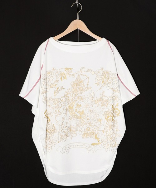 552239：星座と花の箔ラバープリントチュニック（Tシャツ