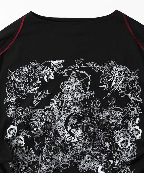 552239：星座と花の箔ラバープリントチュニック（Tシャツ