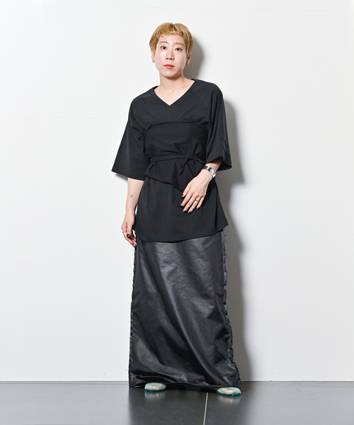 CITYSHOP（シティーショップ）の「CUTOFF STRAIGHT スカート（スカート・レディース・ブラック/ホワイト・36/38）」の4枚目の写真