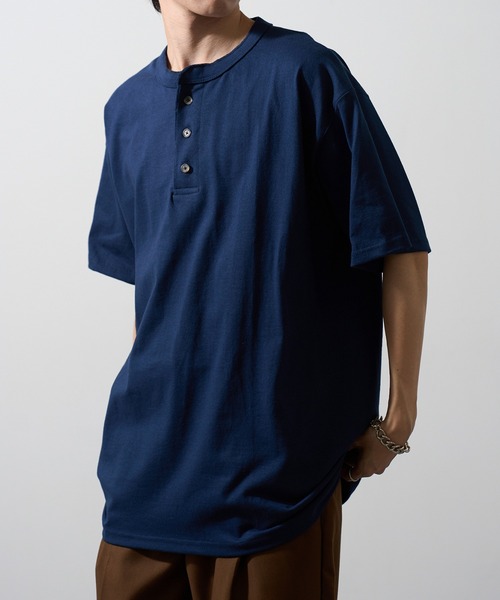 CalCru（カルクルー）の「【CalCru】ヘンリーネック 7.2oz Tシャツ UNTR（Tシャツ/カットソー・メンズ・グリーン/ネイビー/ブラック/グレー・M/L/XL）」の4枚目の写真