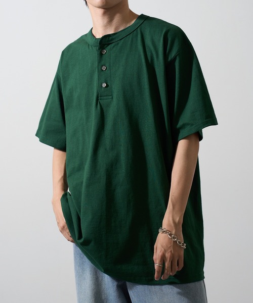 CalCru（カルクルー）の「【CalCru】ヘンリーネック 7.2oz Tシャツ UNTR（Tシャツ/カットソー・メンズ・グリーン/ネイビー/ブラック/グレー・M/L/XL）」の16枚目の写真