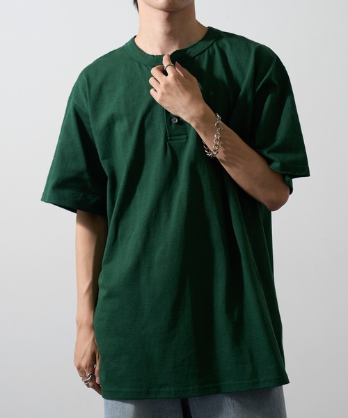 CalCru（カルクルー）の「【CalCru】ヘンリーネック 7.2oz Tシャツ UNTR（Tシャツ/カットソー・メンズ・グリーン/ネイビー/ブラック/グレー・M/L/XL）」の15枚目の写真