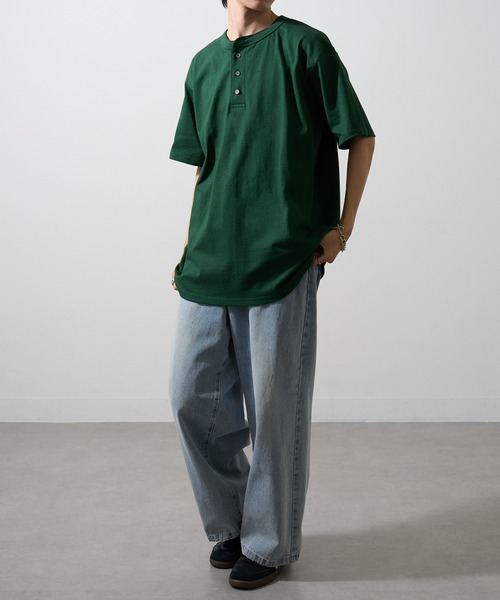 CalCru（カルクルー）の「【CalCru】ヘンリーネック 7.2oz Tシャツ UNTR（Tシャツ/カットソー・メンズ・グリーン/ネイビー/ブラック/グレー・M/L/XL）」の18枚目の写真
