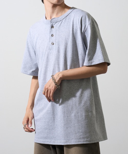 CalCru（カルクルー）の「【CalCru】ヘンリーネック 7.2oz Tシャツ UNTR（Tシャツ/カットソー・メンズ・グリーン/ネイビー/ブラック/グレー・M/L/XL）」の6枚目の写真