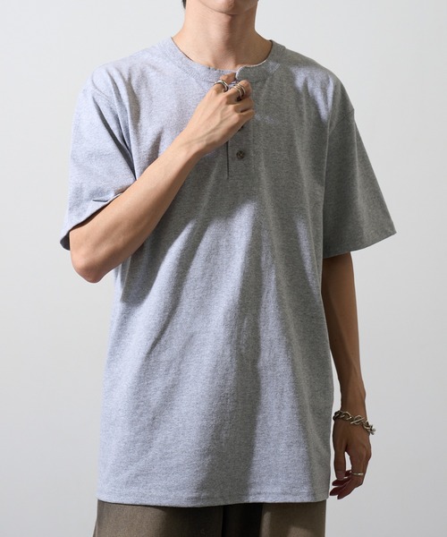 CalCru（カルクルー）の「【CalCru】ヘンリーネック 7.2oz Tシャツ UNTR（Tシャツ/カットソー・メンズ・グリーン/ネイビー/ブラック/グレー・M/L/XL）」の5枚目の写真