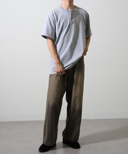 CalCru（カルクルー）の「【CalCru】ヘンリーネック 7.2oz Tシャツ UNTR（Tシャツ/カットソー・メンズ・グリーン/ネイビー/ブラック/グレー・M/L/XL）」の8枚目の写真