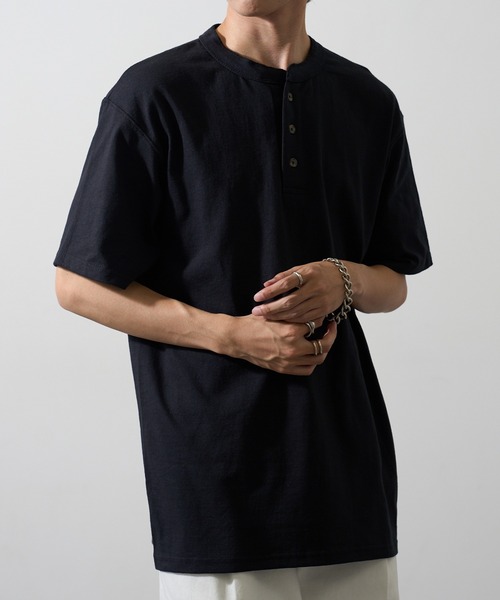 CalCru（カルクルー）の「【CalCru】ヘンリーネック 7.2oz Tシャツ UNTR（Tシャツ/カットソー・メンズ・グリーン/ネイビー/ブラック/グレー・M/L/XL）」の11枚目の写真