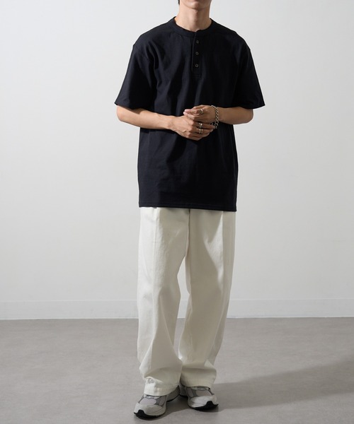 CalCru（カルクルー）の「【CalCru】ヘンリーネック 7.2oz Tシャツ UNTR（Tシャツ/カットソー・メンズ・グリーン/ネイビー/ブラック/グレー・M/L/XL）」の13枚目の写真