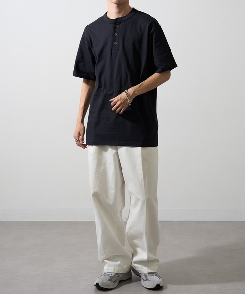 CalCru（カルクルー）の「【CalCru】ヘンリーネック 7.2oz Tシャツ UNTR（Tシャツ/カットソー・メンズ・グリーン/ネイビー/ブラック/グレー・M/L/XL）」の14枚目の写真