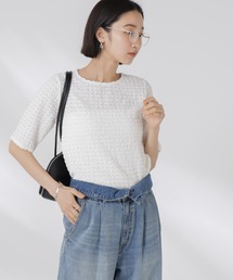 カットサッカークルーネックTシャツ