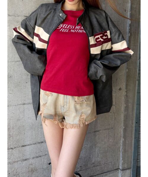 EVRIS（エヴリス）の「ハイダメージデニムショートパンツ（デニムパンツ・レディース・ライトブルー/インディゴブルー・SMALL/MEDIUM）」の14枚目の写真