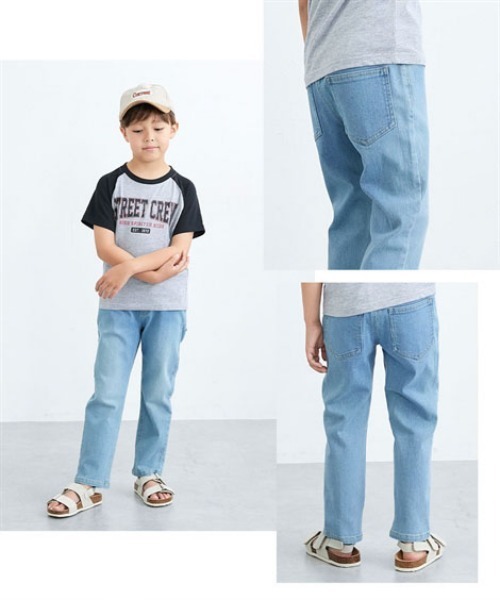QUNTSTYLE（キュントスタイル）の「ストレッチデニムストレートパンツ（デニムパンツ・キッズ・ブルー系/ダークネイビー/ブルー・110/120/130/140/150/160/170）」の4枚目の写真