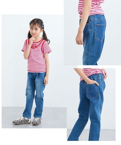 QUNTSTYLE（キュントスタイル）の「ストレッチデニムストレートパンツ（デニムパンツ・キッズ・ブルー系/ダークネイビー/ブルー・110/120/130/140/150/160/170）」の5枚目の写真