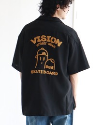 【VISION STREET WEAR/ヴィジョンストリートウェア】ゴーストスケーター チェーン刺繍 オープンカラー半袖シャツ