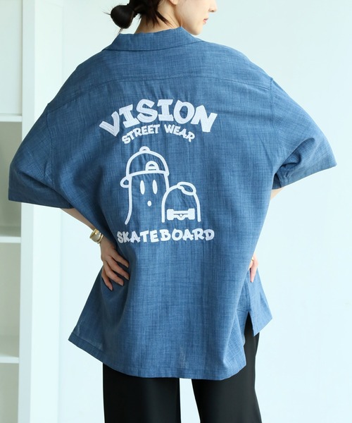 VISION STREET WEAR(ヴィジョンストリートウェア)の「【VISION STREET WEAR/ヴィジョンストリートウェア】ゴーストスケーター チェーン刺繍 オープンカラー半袖シャツ(シャツ/ブラウス・メンズ・ライトグレー/ブラック/サックスブルー・M/L/LL)」の20枚目の写真