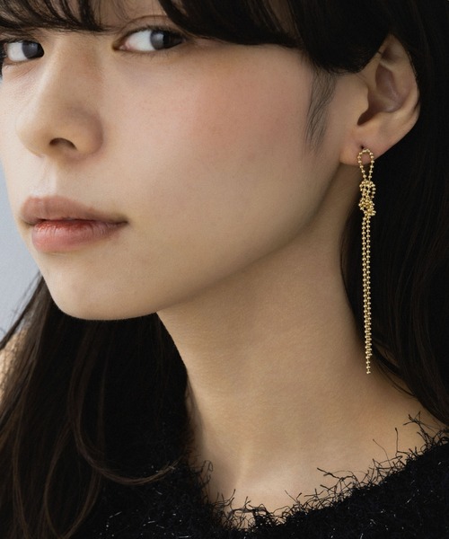 【美品】rippmonster ロングチェーンピアス LA MUE】ロングボールチェーンピアス（ピアス（両耳用））｜LA