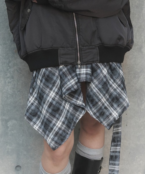 Figments（フィグメンツ）の「ブリーチチェックイレヘムスカート（スカート・レディース・ブラック/ブラウン・FREE）」の2枚目の写真