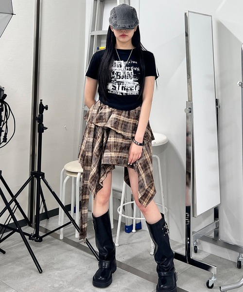 Figments（フィグメンツ）の「ブリーチチェックイレヘムスカート（スカート・レディース・ブラック/ブラウン・FREE）」の5枚目の写真