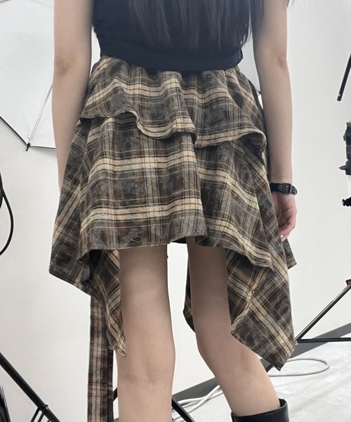 Figments（フィグメンツ）の「ブリーチチェックイレヘムスカート（スカート・レディース・ブラック/ブラウン・FREE）」の3枚目の写真