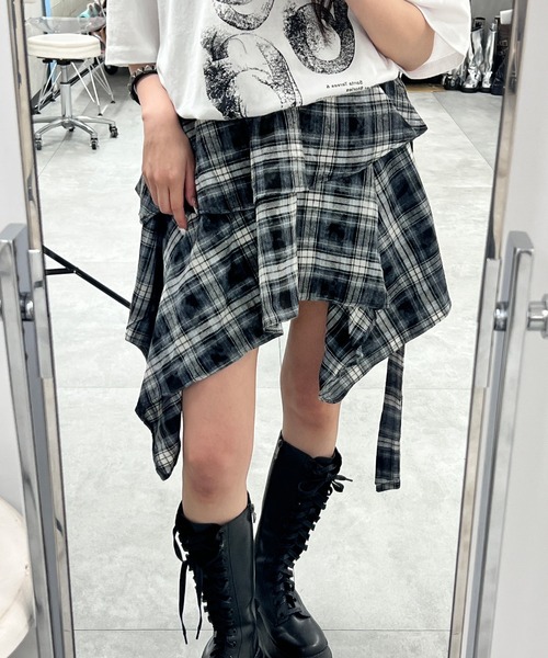 Figments（フィグメンツ）の「ブリーチチェックイレヘムスカート（スカート・レディース・ブラック/ブラウン・FREE）」の9枚目の写真