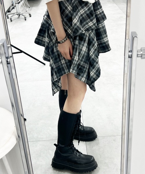 Figments（フィグメンツ）の「ブリーチチェックイレヘムスカート（スカート・レディース・ブラック/ブラウン・FREE）」の10枚目の写真