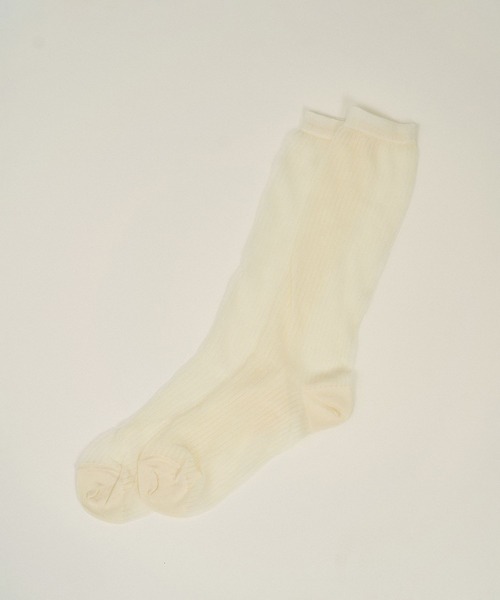 SALON adam et rope'（サロン アダム エ ロペ）の「シアーリブソックス（ソックス/靴下・レディース・オフホワイト/ブラウン/ブラック・FREE）」の7枚目の写真