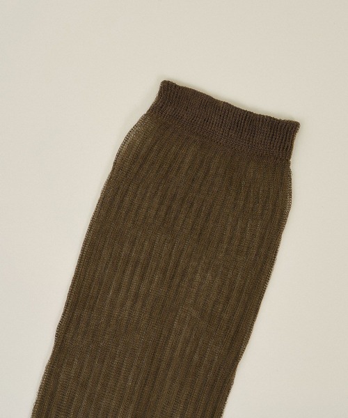 SALON adam et rope'（サロン アダム エ ロペ）の「シアーリブソックス（ソックス/靴下・レディース・オフホワイト/ブラウン/ブラック・FREE）」の8枚目の写真