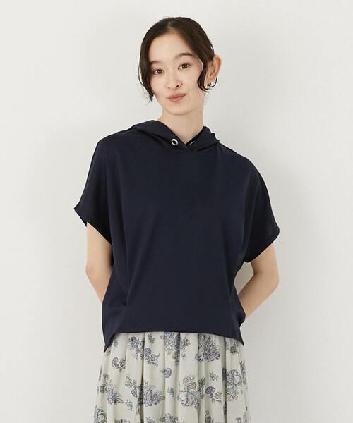 MELROSE claire(メルローズ クレール)の「スムースパーカー(Tシャツ/カットソー・レディース・オフホワイト/ネイビー/イエロー・FREE)」の3枚目の写真
