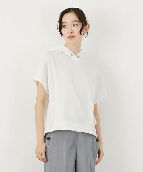 MELROSE claire(メルローズ クレール)の「スムースパーカー(Tシャツ/カットソー・レディース・オフホワイト/ネイビー/イエロー・FREE)」の2枚目の写真