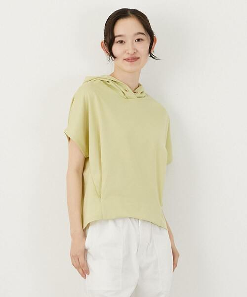 MELROSE claire(メルローズ クレール)の「スムースパーカー(Tシャツ/カットソー・レディース・オフホワイト/ネイビー/イエロー・FREE)」の1枚目の写真
