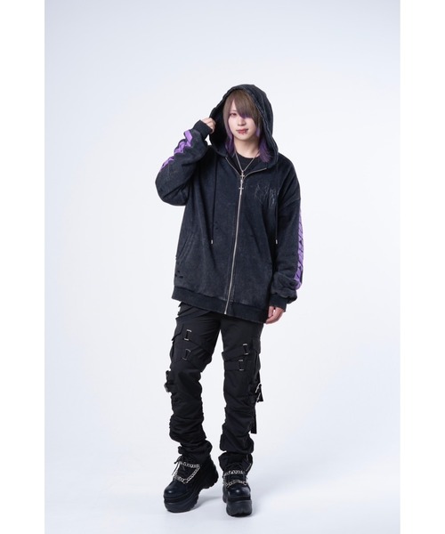 う*ー様 PSYNYXX プシュニクス ピグメント 2wayクロス羽パーカー PSYNYXX ピグメント 2wayパーカー クロス羽 硫化染 チャーム グレー