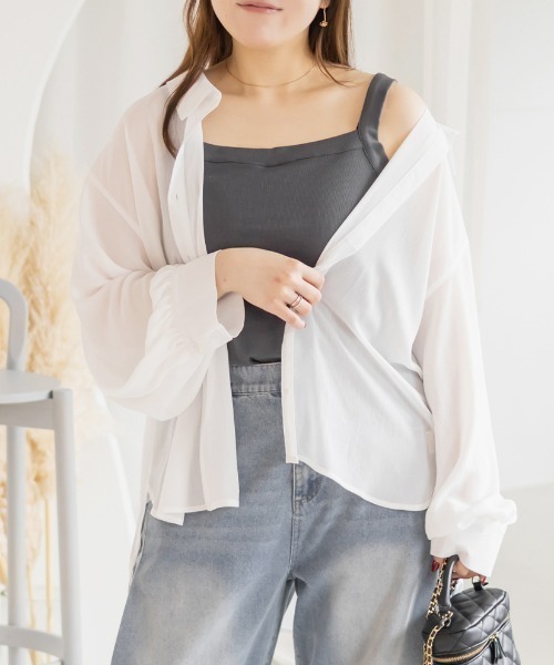 CLETTE(クレット)の「リブタンクトップ(タンクトップ・レディース・アイボリー/ブラック/チャコールグレー・4L/5L/LL/3L)」の3枚目の写真