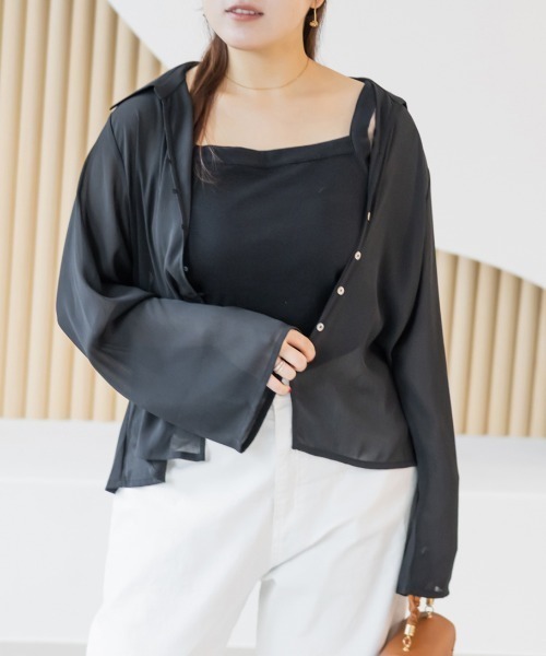 CLETTE(クレット)の「リブタンクトップ(タンクトップ・レディース・アイボリー/ブラック/チャコールグレー・4L/5L/LL/3L)」の2枚目の写真