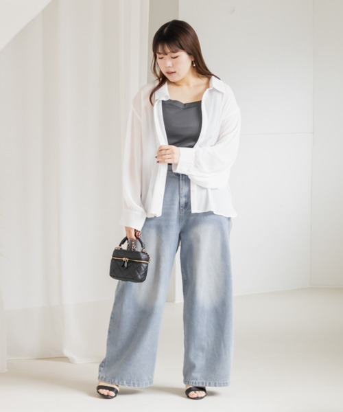 CLETTE(クレット)の「リブタンクトップ(タンクトップ・レディース・アイボリー/ブラック/チャコールグレー・4L/5L/LL/3L)」の15枚目の写真