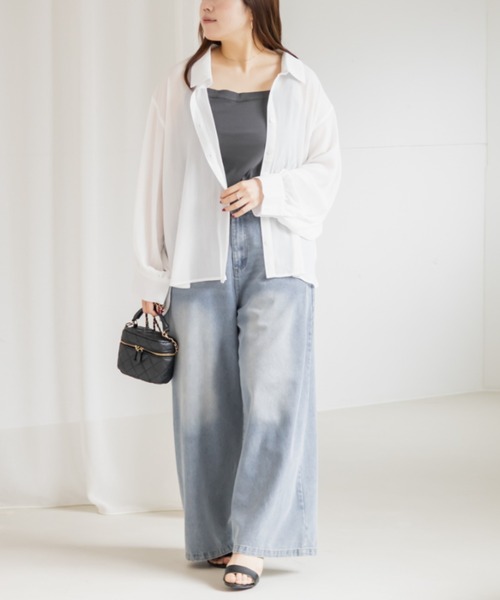 CLETTE(クレット)の「リブタンクトップ(タンクトップ・レディース・アイボリー/ブラック/チャコールグレー・4L/5L/LL/3L)」の16枚目の写真
