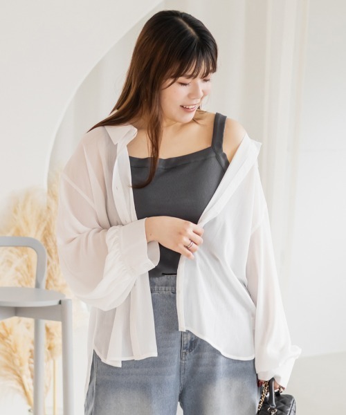 CLETTE(クレット)の「リブタンクトップ(タンクトップ・レディース・アイボリー/ブラック/チャコールグレー・4L/5L/LL/3L)」の20枚目の写真