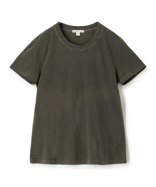 JAMES PERSE（ジェームスパース）の「ベーシック クルーネックTシャツ WLJ3114（Tシャツ/カットソー・レディース・ダークグリーン/ライトピンク・0/1/2）」の2枚目の写真