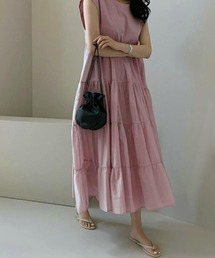 1枚で春 夏コーデが完成するフレンチスリーブティアードワンピース