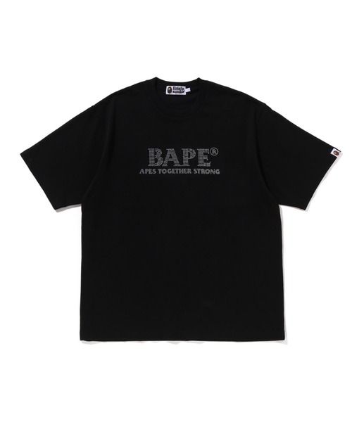 A BATHING APE アベイシングエイプTシャツ ラインストーン ブラック RHINESTONE BAPE LOGO RELAXED FIT TEE（Tシャツ/カットソー